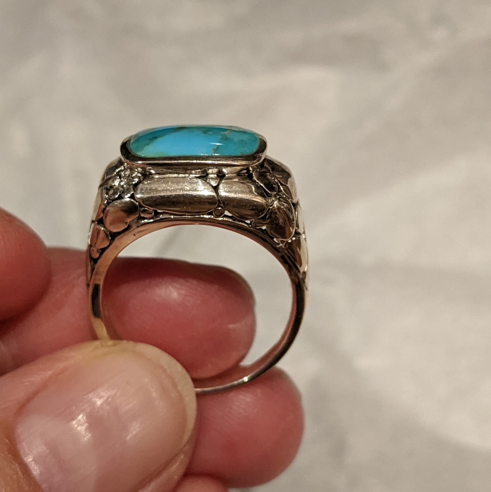 Kingman Turquoise .925 Silver Ring, size 8.5 - Picture 4 of 16